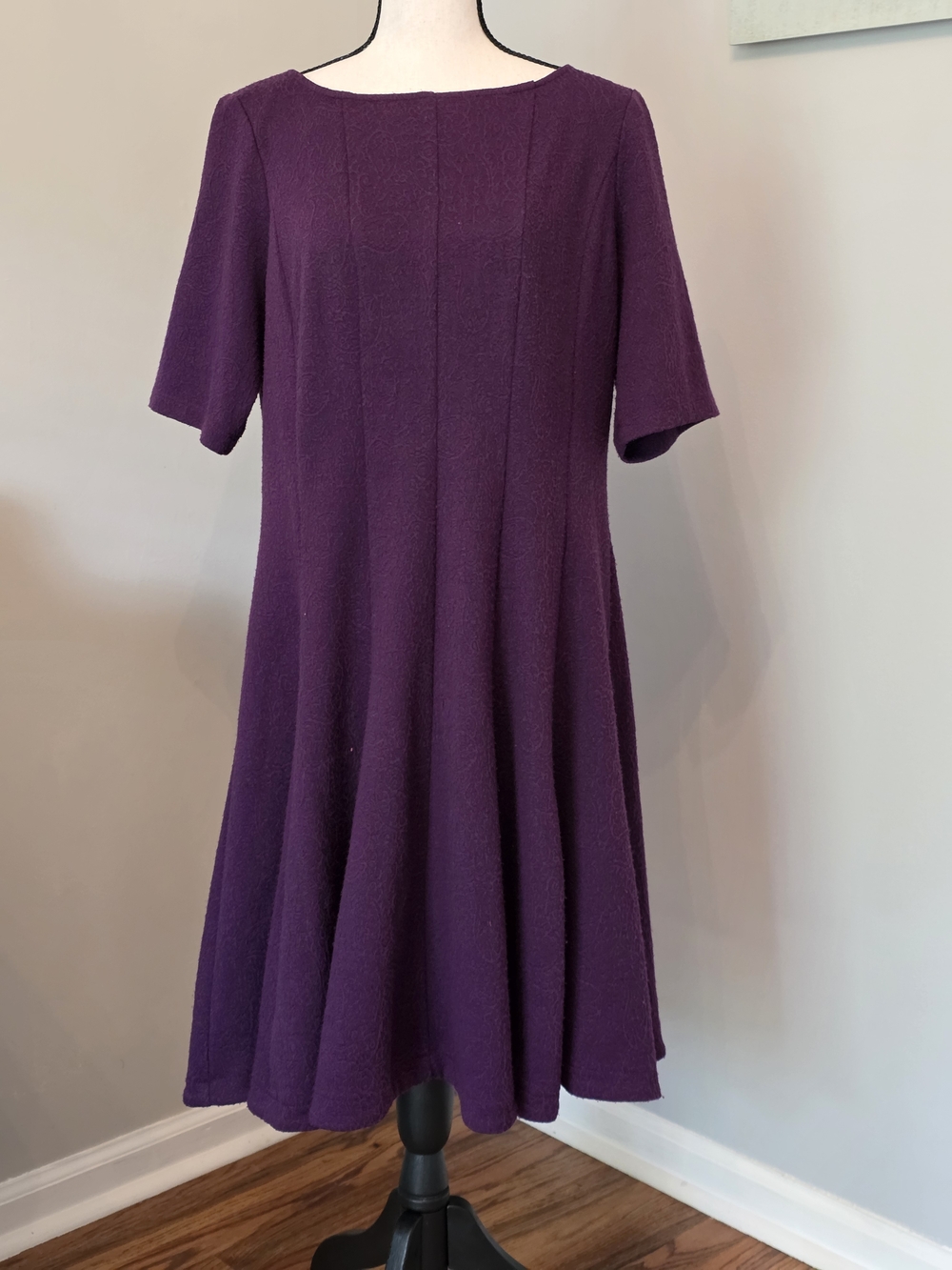 Danny & Nicole Deep Purple Fit-and-Flare Midi Dress